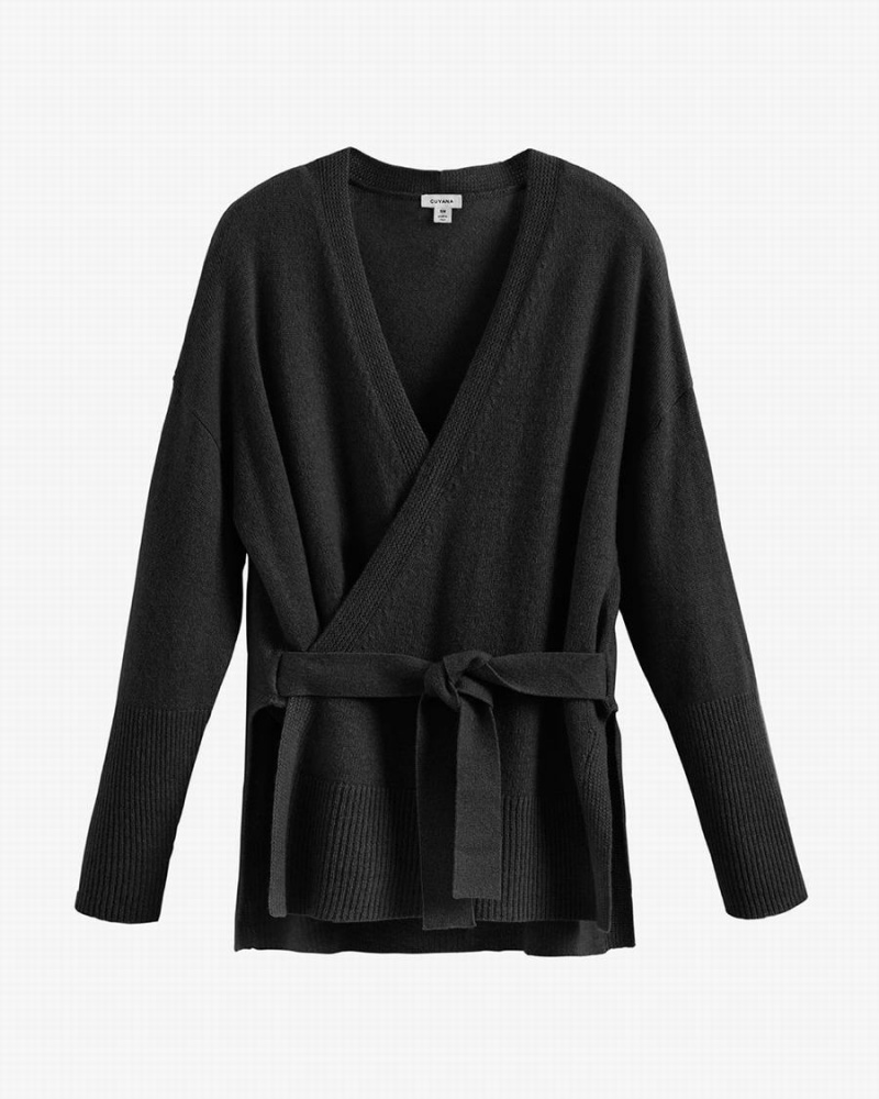 Pulovere Cuyana Single Origin Cashmere Wrap Dama Negrii | OZQ8454KJ