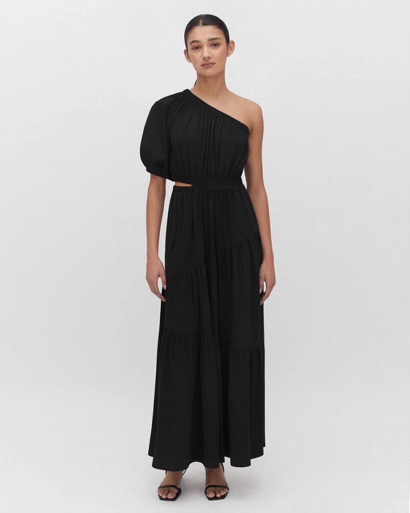 Rochie Cuyana Gathered One Shoulder Dama Negrii | DKV883GL