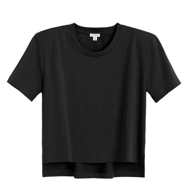 Tricouri Cuyana Căptușită Shoulder Cropped Tee Dama Negrii | NDD407GJ