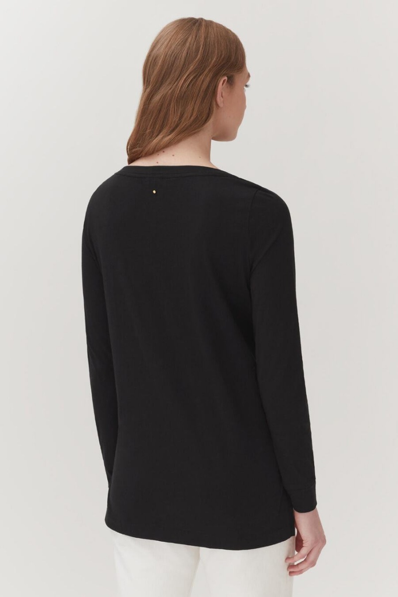 Tricouri Cuyana Pima Boatneck Long Sleeve Tee Dama Negrii | WXT3972GI