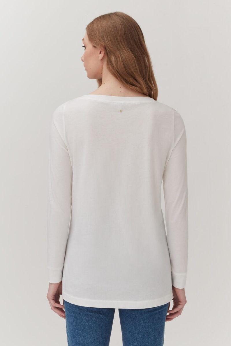 Tricouri Cuyana Pima Boatneck Long Sleeve Tee Dama Albi | BHU2896AS