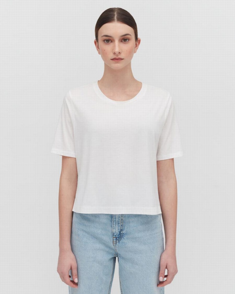 Tricouri Cuyana Pima Cropped Tee Dama Albi | DZC5057MA