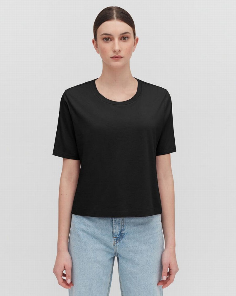 Tricouri Cuyana Pima Cropped Tee Dama Negrii | ZYM4512VE