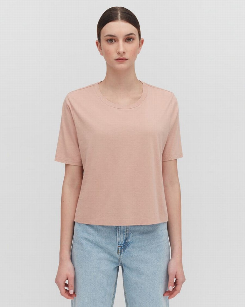 Tricouri Cuyana Pima Cropped Tee Dama Roz | IIJ8930ZC