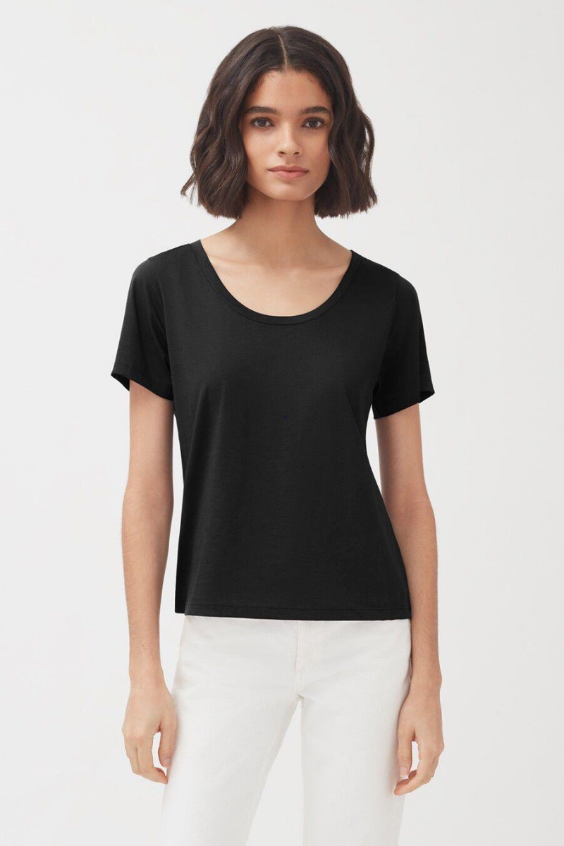 Tricouri Cuyana Pima Scoop Neck Tee Dama Negrii | ULU851YA