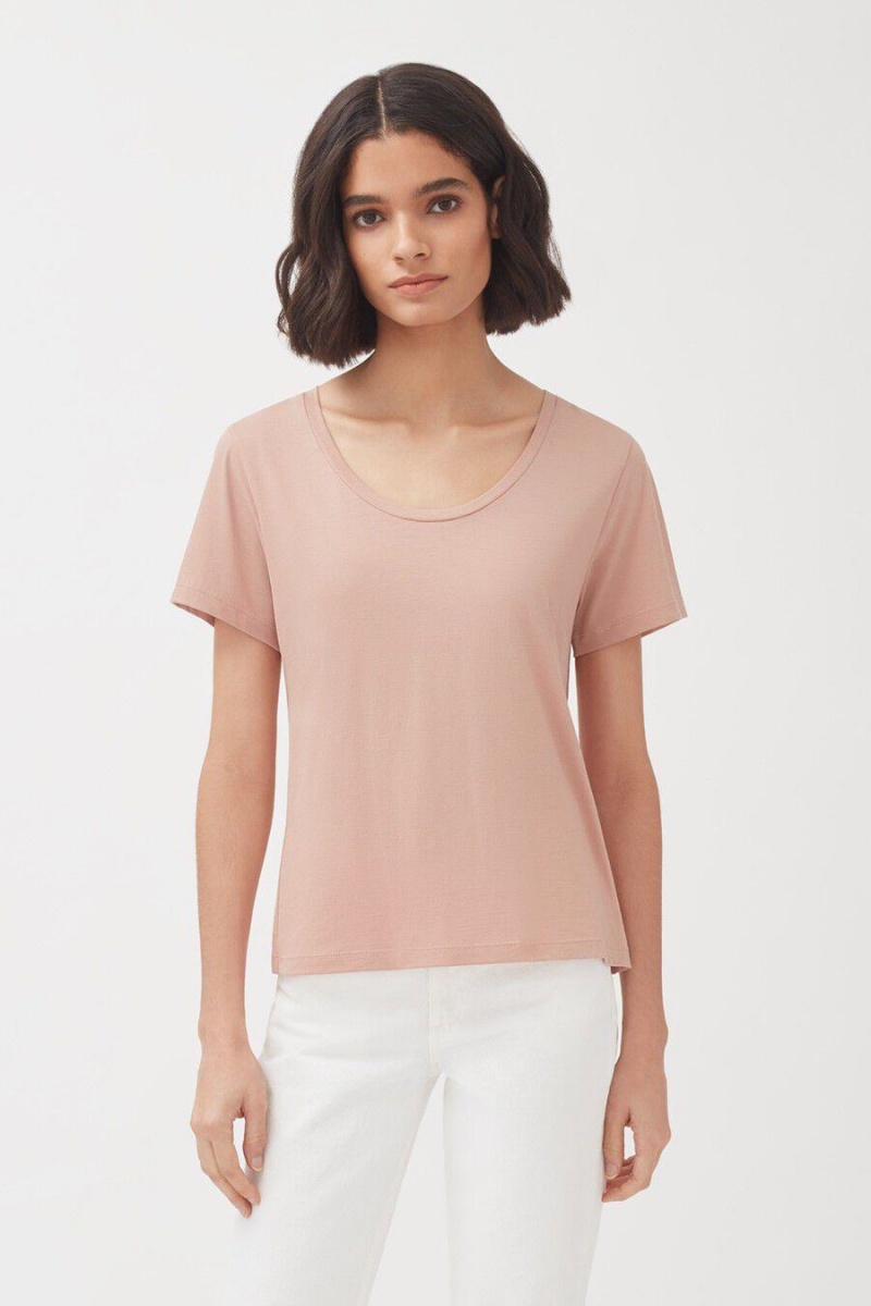 Tricouri Cuyana Pima Scoop Neck Tee Dama Roz | EKZ3515VZ