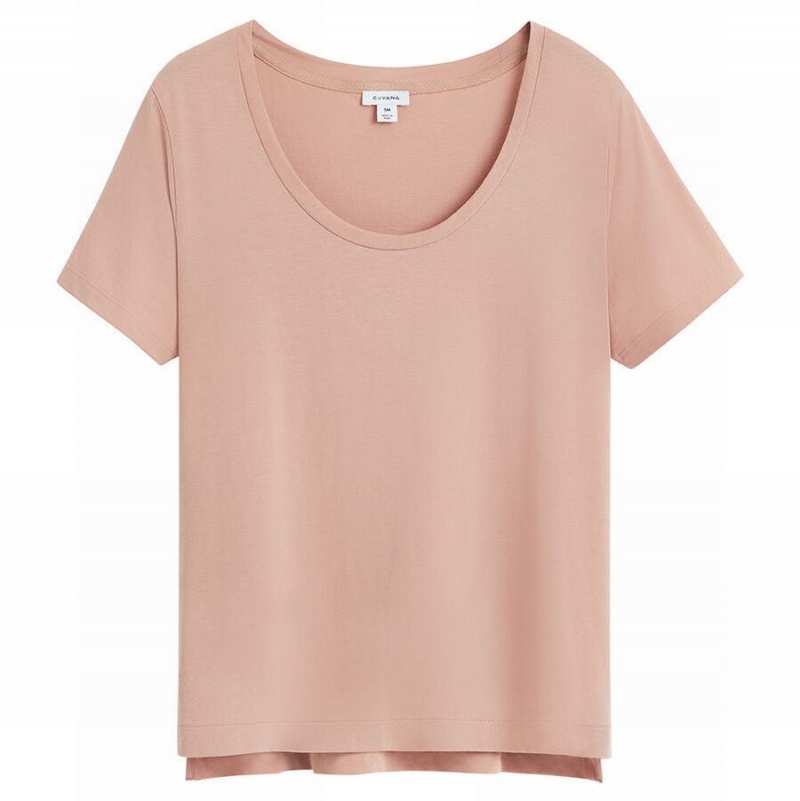 Tricouri Cuyana Pima Scoop Neck Tee Dama Roz | EKZ3515VZ