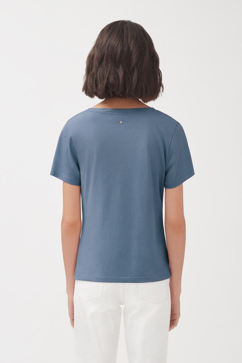 Tricouri Cuyana Pima Scoop Neck Tee Dama Albastri | UVA4064LE