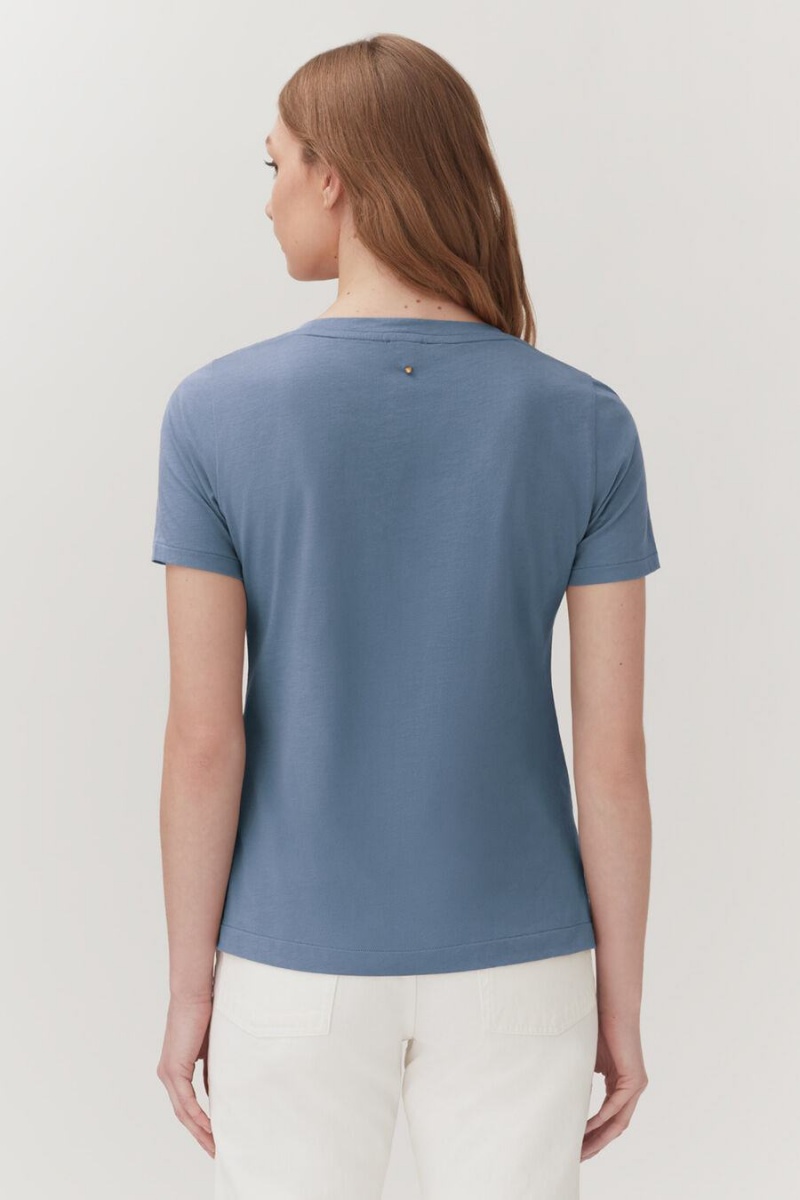 Tricouri Cuyana Pima V-Neck Tee Dama Albastri | LZB9768BC