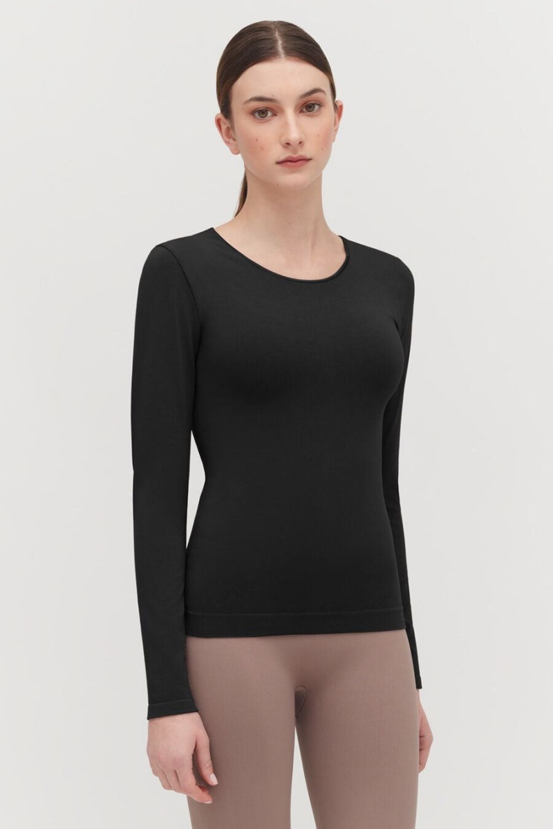 Tricouri Cuyana Stretch Long Sleeve Tee Dama Negrii | USG5542TM