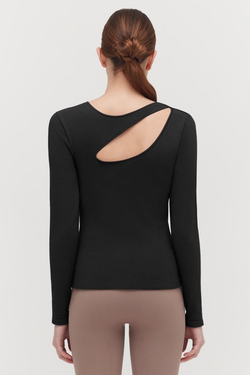 Tricouri Cuyana Stretch Long Sleeve Tee Dama Negrii | USG5542TM