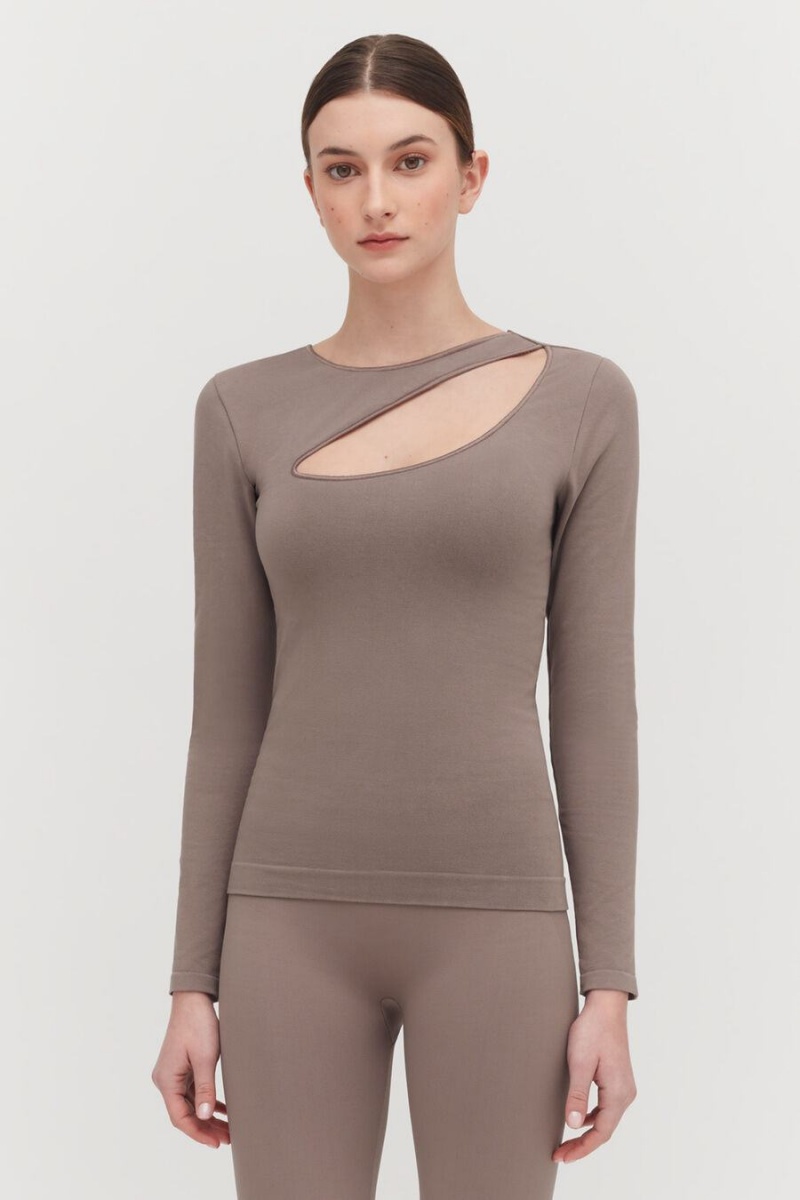 Tricouri Cuyana Stretch Long Sleeve Tee Dama Maro Deschis | PBE5628SX