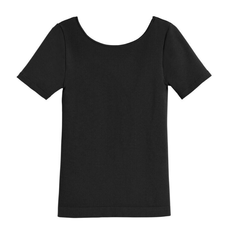 Tricouri Cuyana Stretch Scoop Neck Tee Dama Negrii | CGJ3744OZ