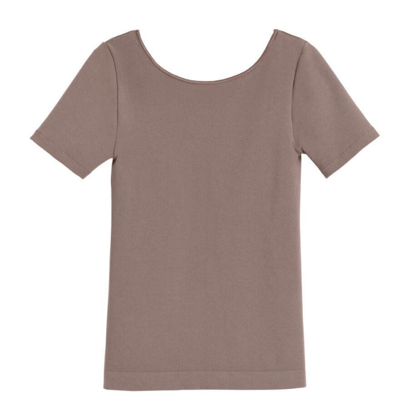 Tricouri Cuyana Stretch Scoop Neck Tee Dama Maro Deschis | DAK1828YL